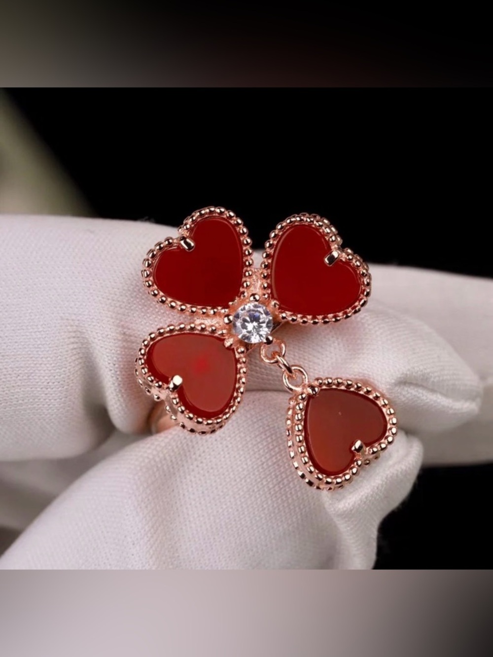 Red Clover Heart Pendant Necklace